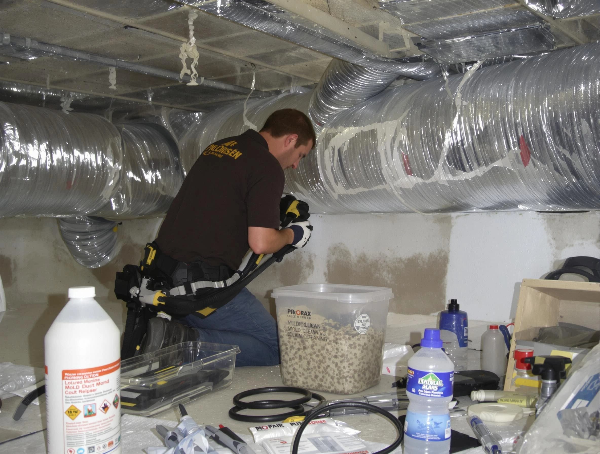 El Monte Air Duct Cleaning specialist performing professional mold removal from air ducts in El Monte