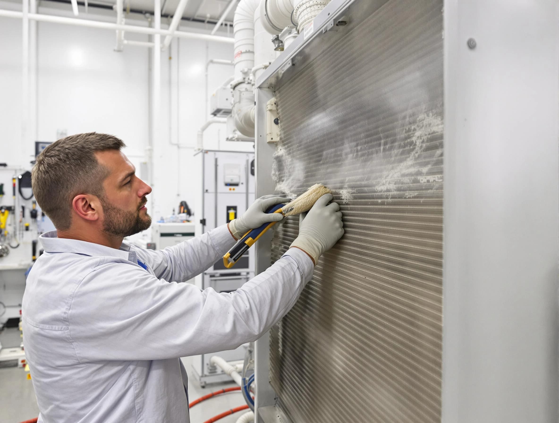 El Monte Air Duct Cleaning technician performing precision commercial coil cleaning at a El Monte business