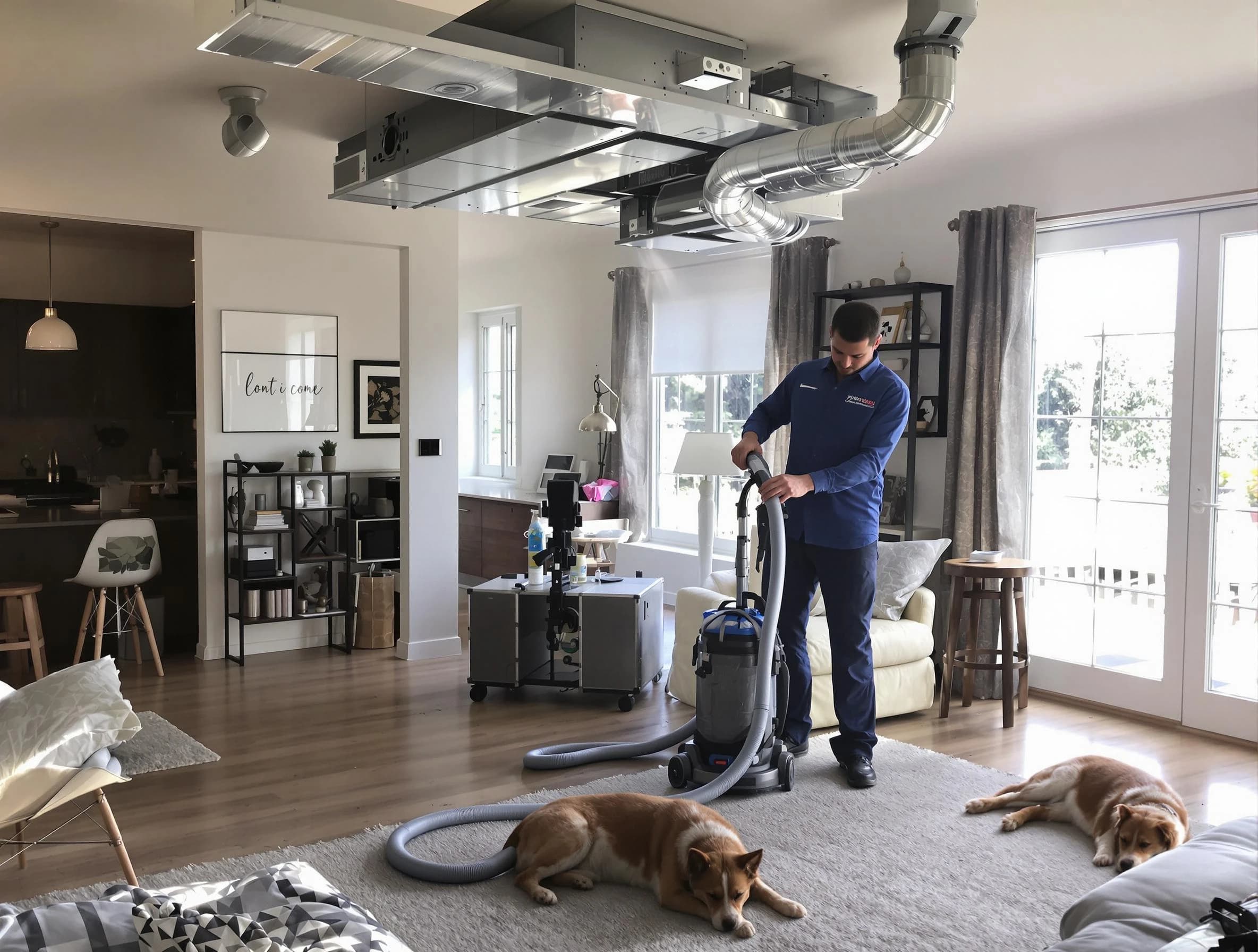 El Monte Air Duct Cleaning technician performing detailed indoor duct cleaning for improved air quality in El Monte